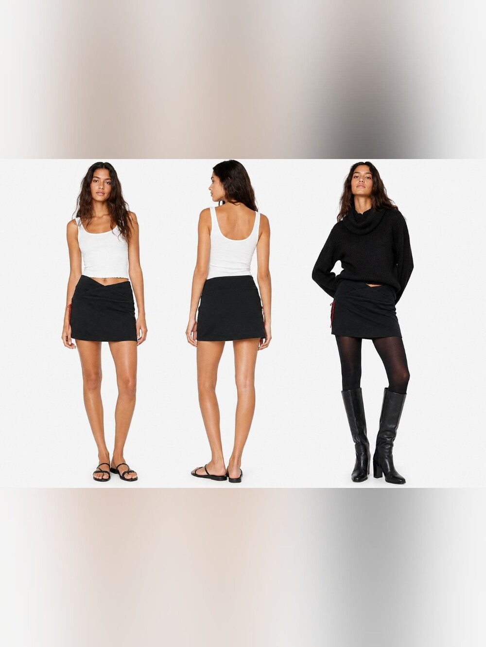 NWT POOF Black Crossover Waist Stretch Mini Skirt Cotton Spandex Bodycon